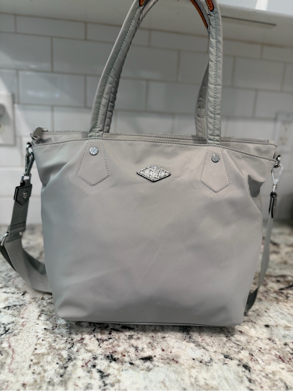 Light Gray Women’s Tote Bag with Convertible Strap - Picture 5 of 16